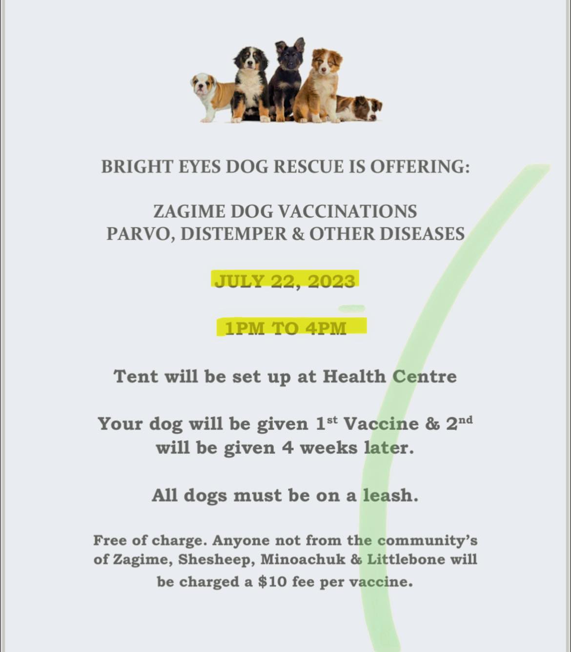 Dog Vaccination Clinic - Zagime Anishinabek